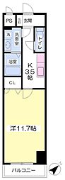 フィオーレヒデ 1Kの間取図画像