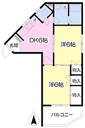 グレイスサツキ 2DKの間取図画像