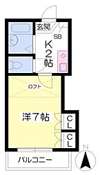 ラポール拓川 1Kの間取図画像