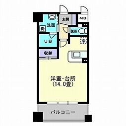 松山ウェスティン ワンルームの間取図画像