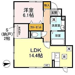 伊予鉄道高浜線 三津駅 徒歩3分の賃貸アパート 1階1SLDKの間取り