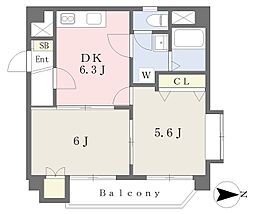 伊予鉄道郡中線 土居田駅 徒歩5分の賃貸マンション 3階2DKの間取り