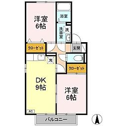 伊予鉄道郡中線 鎌田駅 徒歩5分の賃貸アパート 1階2DKの間取り