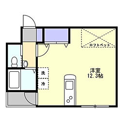伊予鉄道郡中線 土居田駅 徒歩12分の賃貸マンション 4階ワンルームの間取り