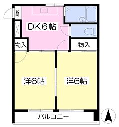 ラポール室町 2DKの間取図画像