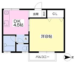 コーポラル高野2 1DKの間取図画像