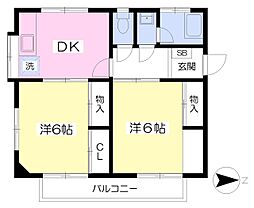 美幸ハイツ 2DKの間取図画像