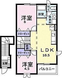 シャルマン原2 2LDKの間取図画像