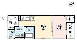 robot home 竹下 1LDKの間取図画像
