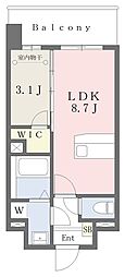 ルーチェフェリス・レジデンス竹下 1LDKの間取図画像
