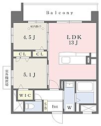 ルーチェフェリス・レジデンス竹下 2LDKの間取図画像