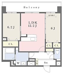 ルーチェフェリス・レジデンス竹下 2LDKの間取図画像