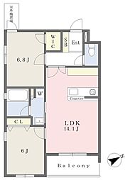 サンフェリス平尾 2LDKの間取図画像