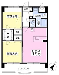 Assolate吉塚 2LDKの間取図画像