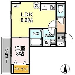 オーブ 1LDKの間取図画像