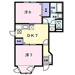 JR鹿児島本線 熊本駅 バス11分 下高野辺田下車 徒歩8分の賃貸アパート 1階2DKの間取り