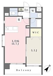 クオリア水前寺 4階1LDKの間取り