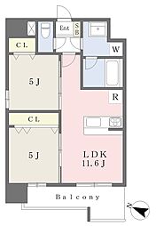 レジエル保田窪 2LDKの間取図画像