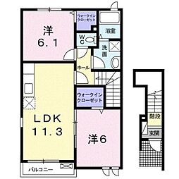 パストラルレジデンスB 2LDKの間取図画像