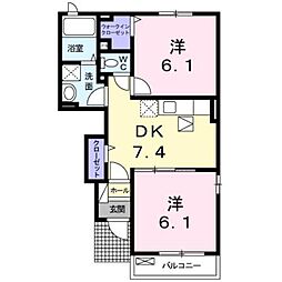 パストラルレジデンスB 2DKの間取図画像