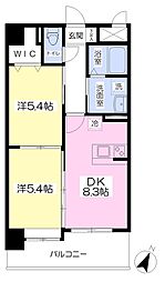 ジラソーレ戸島西 2DKの間取図画像