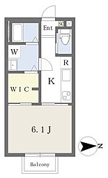 グランシャリオ太宰府　Ａ棟 2階1Kの間取り