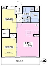 グランドソレイユ 2LDKの間取図画像