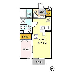 セジュール都府楼 1LDKの間取図画像