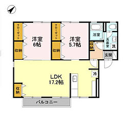 セジュール・KAZA 2LDKの間取図画像