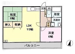 エレガンスクローバー 2LDKの間取図画像