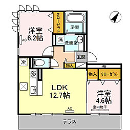 プリマベーラ 2LDKの間取図画像