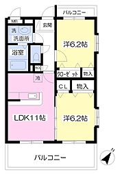 アネシス・ローゼ 2LDKの間取図画像
