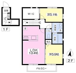 ベルサーリオ1 2LDKの間取図画像