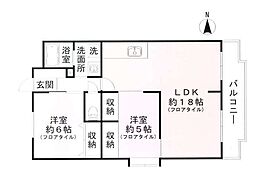 リバーサイド山本 2LDKの間取図画像