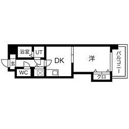 ウイングコート水城 1DKの間取図画像