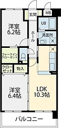アポロ空港ビル 2LDKの間取図画像