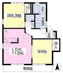 サウスフイールドWAKABA21 2LDKの間取図画像