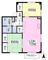 サンガーデンアサヒA 2LDKの間取図画像