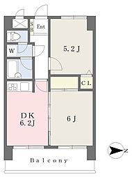 ライオンズマンションサンフラワー 2DKの間取図画像