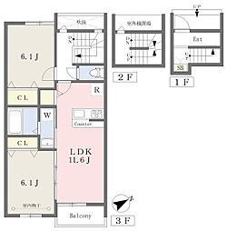 アメニティ諏訪野 2LDKの間取図画像