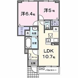 ハピネスI 2LDKの間取図画像