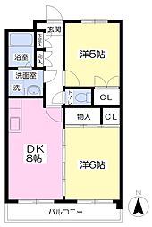 GRANVIA東合川 2DKの間取図画像
