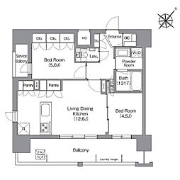 シーズンフラッツ渡辺通 2LDKの間取図画像