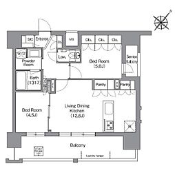 シーズンフラッツ渡辺通 2LDKの間取図画像