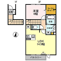 D-room学研都市A 1LDKの間取図画像