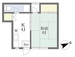 ハイツ千峰 1Kの間取図画像