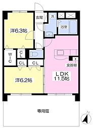グランソレイユ伊都 2LDKの間取図画像