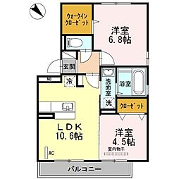D-room山王公園 2LDKの間取図画像