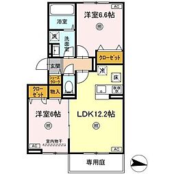 グランドール糸島中央 2LDKの間取図画像
