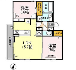 レイワパレス西新 2LDKの間取図画像
